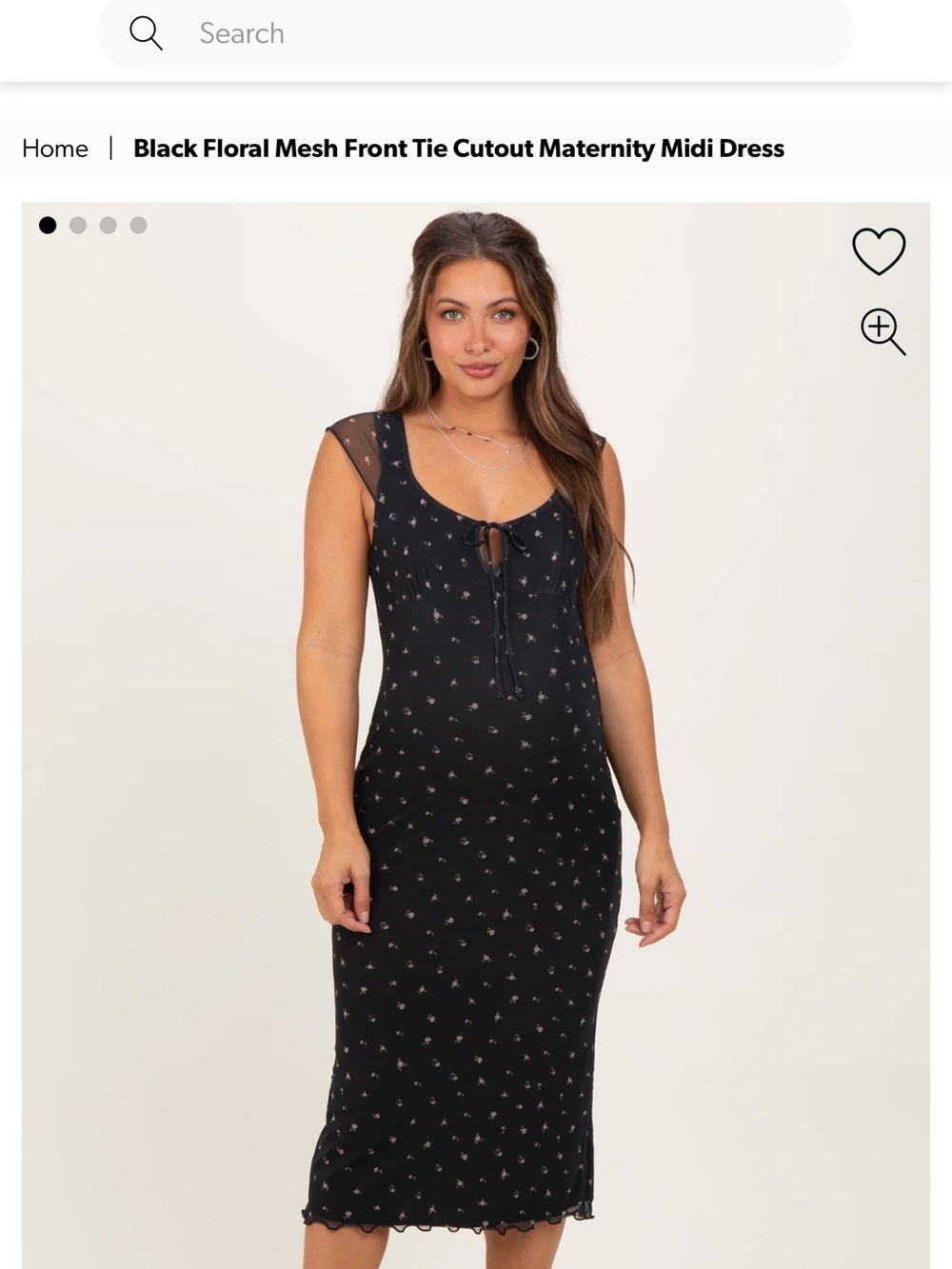 NWT Pinkblush Black Floral Tie-Front Maternity Midi Dress